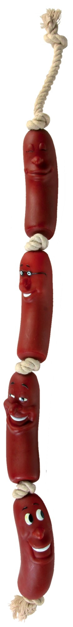 Jucarie Pentru Caini, Lant De 4 Carnati Pe Sfoara, Vinil, 75 cm, 3252