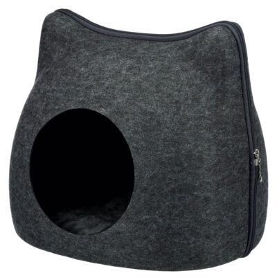 Cos Soft Cu Fermoar, Forma Cap Pisica, 38x35x37 cm, Antracit, 36318