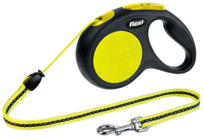 Lesa Flexi Neon, Snur, M: 5 m/20 kg, Negru/Galben Neon, 20912
