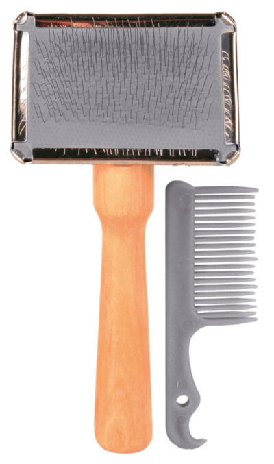 Perie Soft Cu Pieptene De Curatat, Maner Lemn, 6x13 cm, 2353