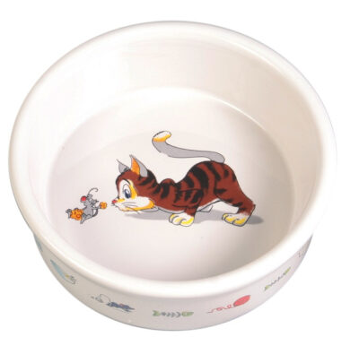Castron Ceramic Pentru Pisici, 0.2 l/11 cm, Alb, 4007