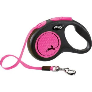 Lesa Flexi Neon, Banda, S: 5 m/15 kg, Roz Neon, 209316