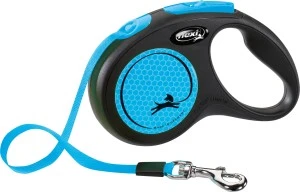 Lesa Flexi Neon, Banda, S: 5 m/15 kg, Albastru Neon, 209312