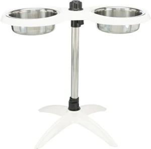 Stativ Reglabil Cu 2 Castroane Inox, 2x1.6 l/21cm, Alb, 25006