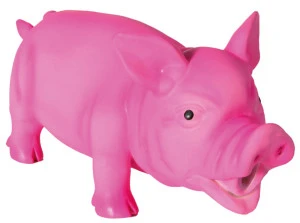 Jucarie Pentru Caini, Porc, Latex, Cu Sunet Original, 21 cm, Gri, 35491