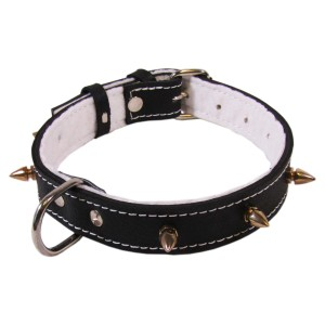 Zgarda Piele cu Colti Tip 35 mm/75 cm, Negru