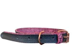 Zgarda Monserra Piele Naturala, Negru/Roz, 20 mm x 45 cm