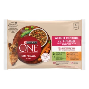 Hrana Umeda Pentru Caini, One Mini/Small Adult Sterilised, Curcan/Pui, 4x85 g