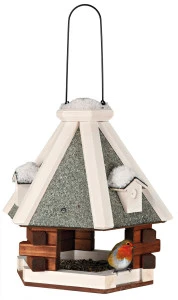 Hranitor Exterior, Suspendat, Tip Casuta, Lemn, 36x35 cm, Maro/Alb, 5577