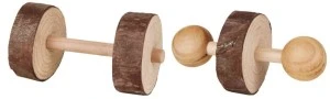 Set Jucarii Pentru Rozatoare, 2 Gantere, Lemn, 4.5x9 cm, 6195