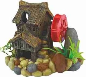 Decor Pentru Acvariu, Casa Cu Moara De Vant, 11 cm, R151