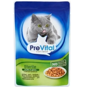 Hrana Umeda Pentru Pisici, Prevital Sterile, Cu Pasare In Sos, 100 g