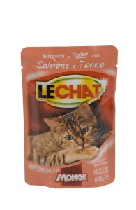 Hrana Umeda Pentru Pisici, LeChat, Cu Somon Si Ton, 100 g
