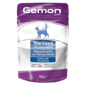 Hrana Umeda Pentru Pisici, Gemon Steril, Cu Ton/Cod, 100 g