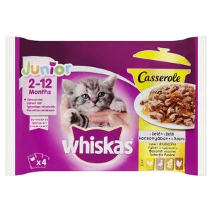 Hrana Umeda Pentru Pisici Whiskas Junior Casserole, Selectii De Pasare In Aspic, 4x85 g