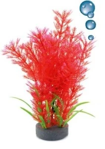 Planta Artificiala Pentru Acvariu, Cu Piatra De Aer, 19 cm, Rosu, 0F16