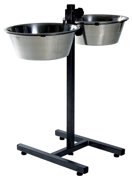 <strong>Trixie</strong> Stativ Reglabil Cu 2 Castroane Inox, 2×4.5 l/28 cm, 24923 – Caini / Castroane