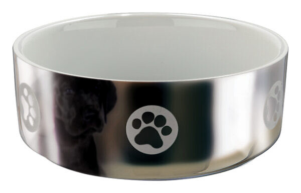 <strong>Trixie</strong> Castron Ceramic, 0.8 l/15 cm, Argintiu/Alb, 25084 – Caini / Castroane