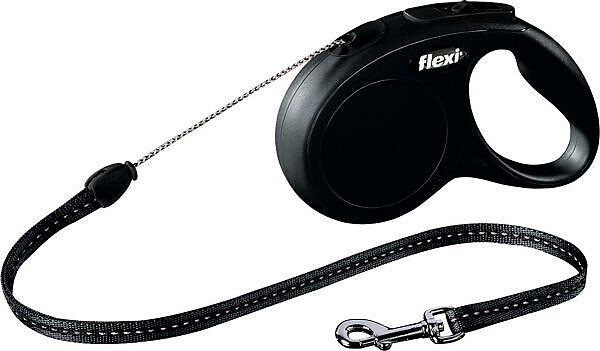 <strong>Flexi</strong> Lesa Flexi Classic, Snur, S: 5 m/12 kg, Negru, 11781 – Caini / La Plimbare / Lese Retractabile