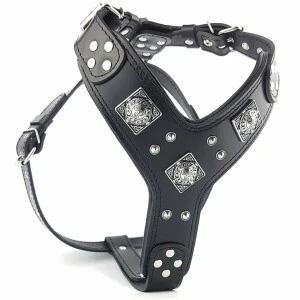 <strong>Bestia</strong> Ham Eros, Piele Naturala, M, Negru – ham caini negru, ham caini M, accesorii câini., ham eros