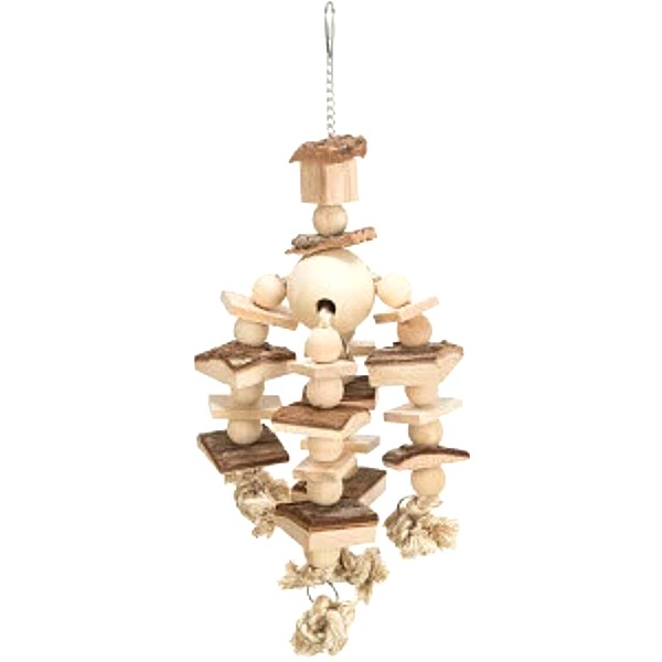 Jucarie Pentru Pasari, Lemn/Pluta/Sfoara, 35 cm, 58986